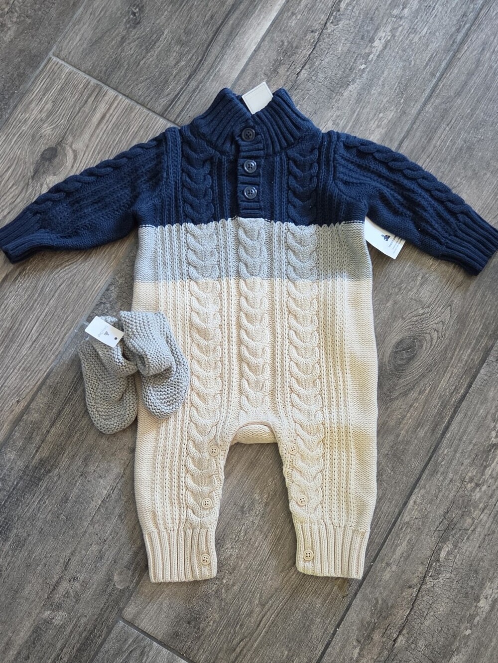 GAP Baby NWT 3-6 Months Colorblock Cableknit Sweater Romper and Booties